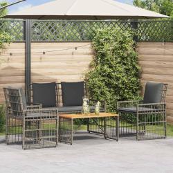 Ensemble de meubles d'ext&eacute;rieur 4 pcs Noir et Gris fonc&eacute;
