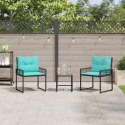 Ensemble de meubles d'ext&eacute;rieur 3 pcs Noir et turquoise
