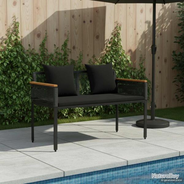Banc ext�rieur avec coussin Noir 117 x 54 x 74.5 cm polyrotin