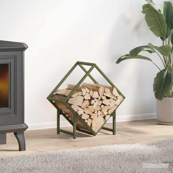 Portant de bois chauffage vert olive 50x25x50 cm
