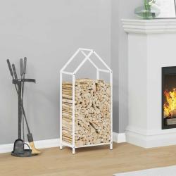 Portant de bois chauffage blanc 40x25x90 cm