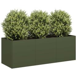 Jardini&egrave;re vert olive 120x40x40 cm acier lamin&eacute; &agrave; froid