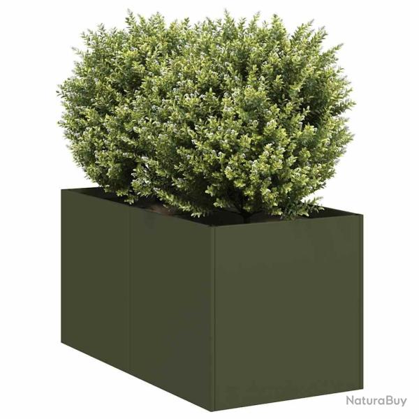 Jardini�re vert olive 40x80x40 cm acier lamin� � froid