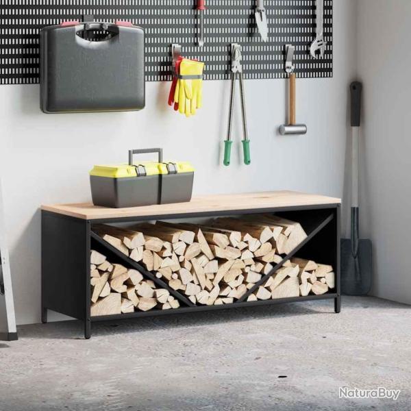 �tag�re � bois de chauffage avec plateau en bois noir