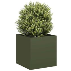 Jardini&egrave;re vert olive 40x40x40 cm acier lamin&eacute; &agrave; froid