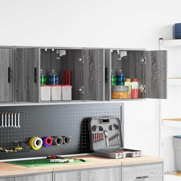 Armoires murales de garage 2 pcs sonoma gris bois d'ing�nierie