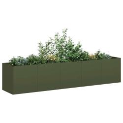 Jardini&egrave;re vert olive 200x40x40 cm acier lamin&eacute; &agrave; froid