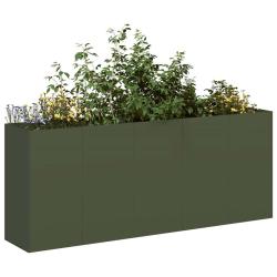 Jardini&egrave;re vert olive 200x40x80 cm acier lamin&eacute; &agrave; froid