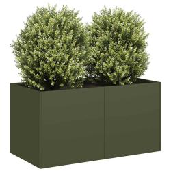 Jardini&egrave;re vert olive 80x40x40 cm acier lamin&eacute; &agrave; froid