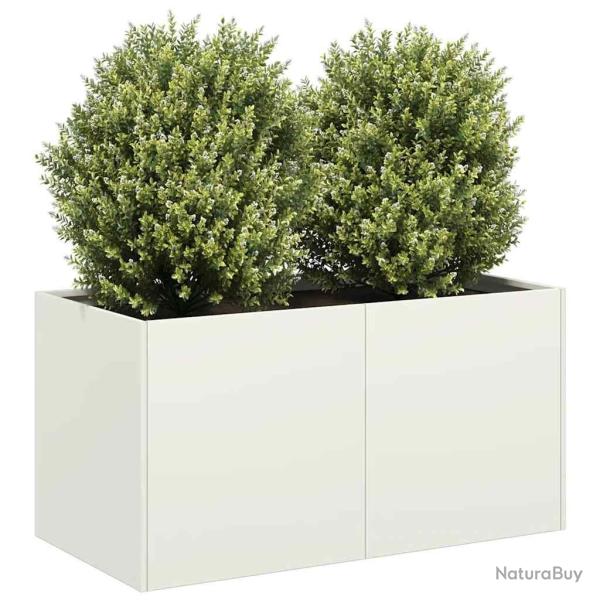 Jardini�re blanc 80x40x40 cm acier lamin� � froid