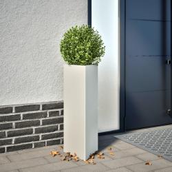 Jardini&egrave;re blanc triangulaire 30x26x75 cm acier