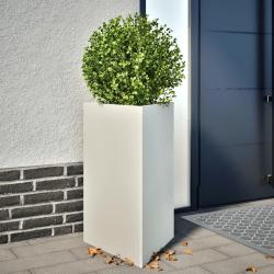 Jardini&egrave;re blanc triangulaire 50x43x75 cm acier