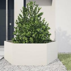 Jardini&egrave;re blanc hexagone 138x120x45 cm acier