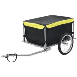 Remorque de v&eacute;lo noir et jaune 65 kg