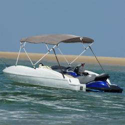 Toit bimini &agrave; 4 arceaux parois lat&eacute;rales 243x(170-182)x137 cm