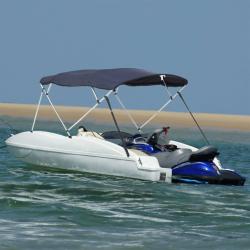 Toit bimini &agrave; 4 arceaux parois lat&eacute;rales 243x(230-244)x137 cm