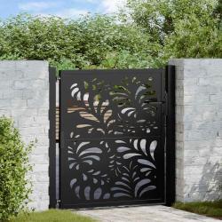 Portail de jardin noir 100x100 cm acier conception de vagues