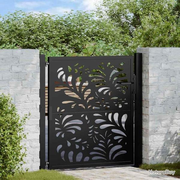 Portail de jardin noir 100x100 cm acier conception de vagues