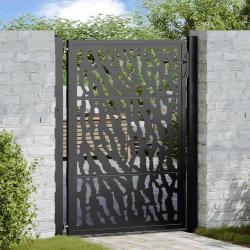 Portail de jardin noir 100x125 cm en acier avec motif de traces