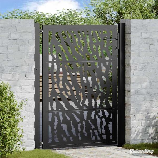 Portail de jardin noir 100x125 cm en acier avec motif de traces