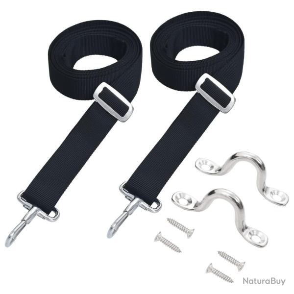 Sangles de toit bimini 2 pcs Tissu et acier inoxydable