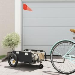 Remorque de v&eacute;lo noir tissu oxford et fer
