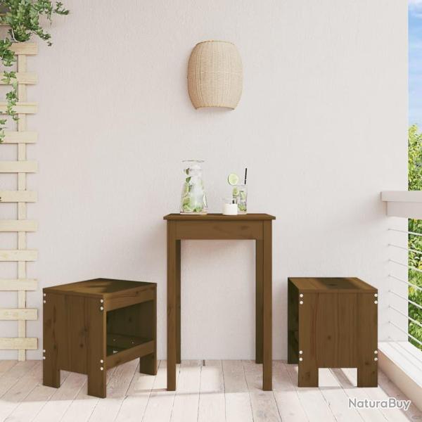 Tabourets de jardin lot de 2 marron miel 40x36x45 cm pin massif