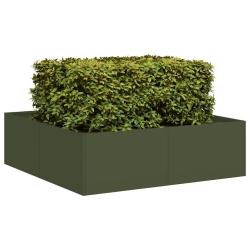 Jardini&egrave;re vert olive 100x100x30 cm acier