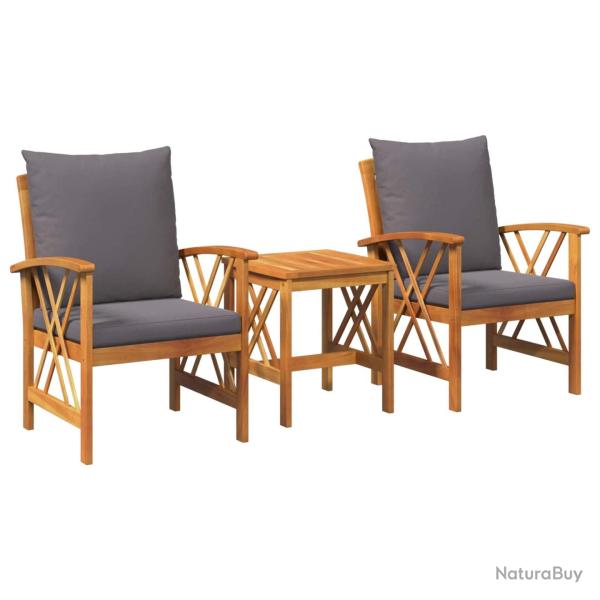 Ensemble de canap� de jardin avec coussin 3 pcs Huile Naturelle