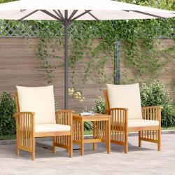 Ensemble de canap&eacute; de jardin avec coussin 3 pcs Huile Naturelle
