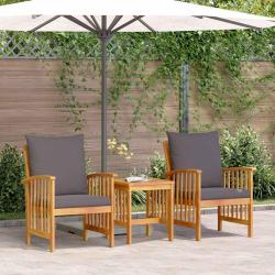 Ensemble de canap&eacute; de jardin avec coussin 3 pcs Huile Naturelle