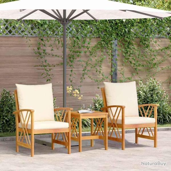 Ensemble de canap� de jardin avec coussin 3 pcs Huile Naturelle