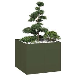 Jardini&egrave;re vert olive 100x100x80 cm acier