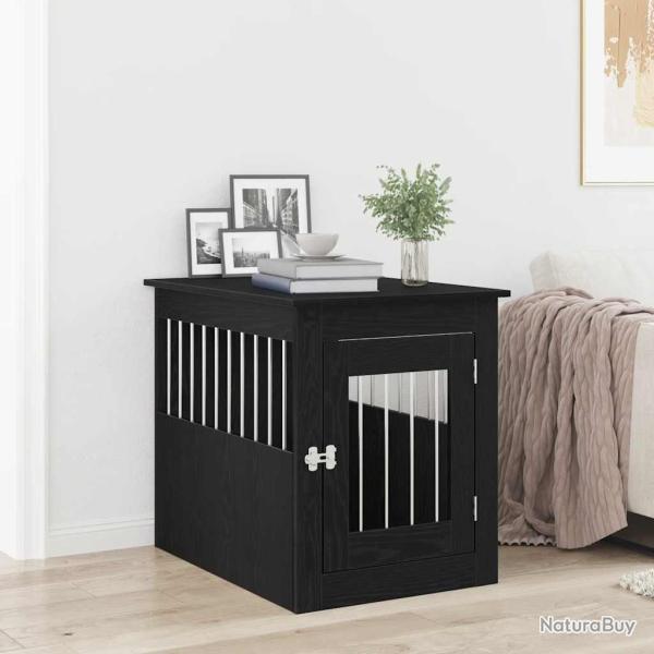 Meuble pour cage � chien en ch�ne noir 55 x 75 x 65 cm en bois d'ing�nierie