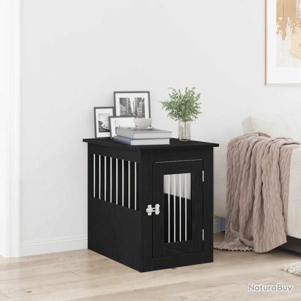 Meuble pour cage � chien en ch�ne noir 45 x 62 x 59 cm Bois d'ing�nierie