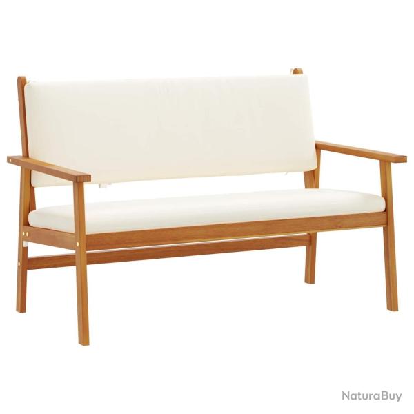 Banc de jardin avec coussin Blanc cr�me Bois d'Acacia Massif