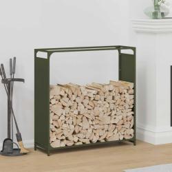 Portant de bois chauffage vert olive 90x28x90 cm