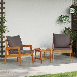 Ensemble bistrot avec coussin 3 pcs Marron Bois d'Acacia Massif