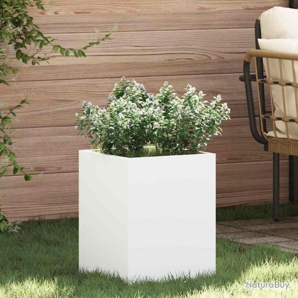 Cache-pot de jardin Blanc 32 x 32 x 40 cm Acier lamin� � froid