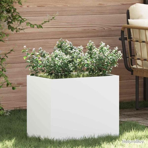 Cache-pot de jardin Blanc 50 x 32 x 40 cm Acier lamin� � froid