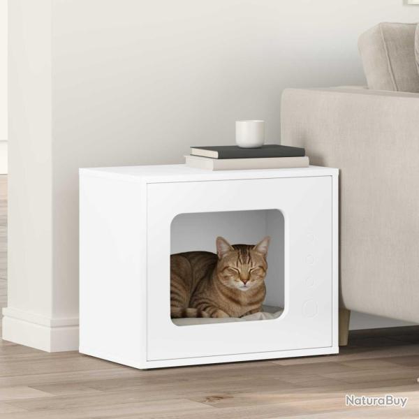 Maison pour chat Blanc 51 x 30 x 42 cm Bois d'ing�nierie