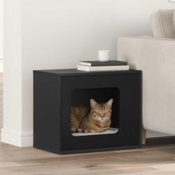 Maison pour chat Noir 51 x 30 x 42,5 cm Bois d'ing&eacute;nierie