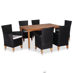 Ensemble &agrave; manger d'ext&eacute;rieur 7 pcs R&eacute;sine tress&eacute;e Noir marron