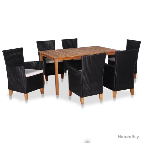 Ensemble � manger d'ext�rieur 7 pcs R�sine tress�e Noir marron