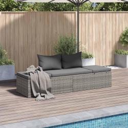 Lit de jardin Gris 195x60 cm R&eacute;sine tress&eacute;e