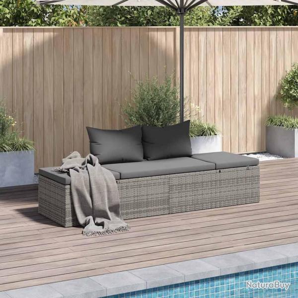Lit de jardin Gris 195x60 cm R�sine tress�e