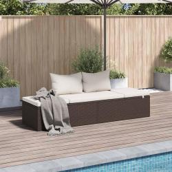 Lit de jardin Marron 195x60 cm R&eacute;sine tress&eacute;e