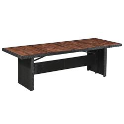 Table de jardin 240x90x74 cm R&eacute;sine tress&eacute;e et bois d'acacia