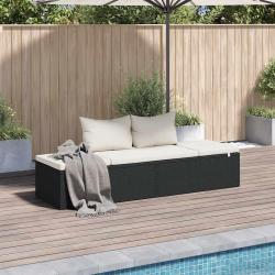Lit de jardin Noir 195x60 cm R&eacute;sine tress&eacute;e