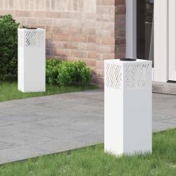 Lumi&egrave;re de chemin LED solaire 2 pcs Blanc Acier lamin&eacute; &agrave; froid